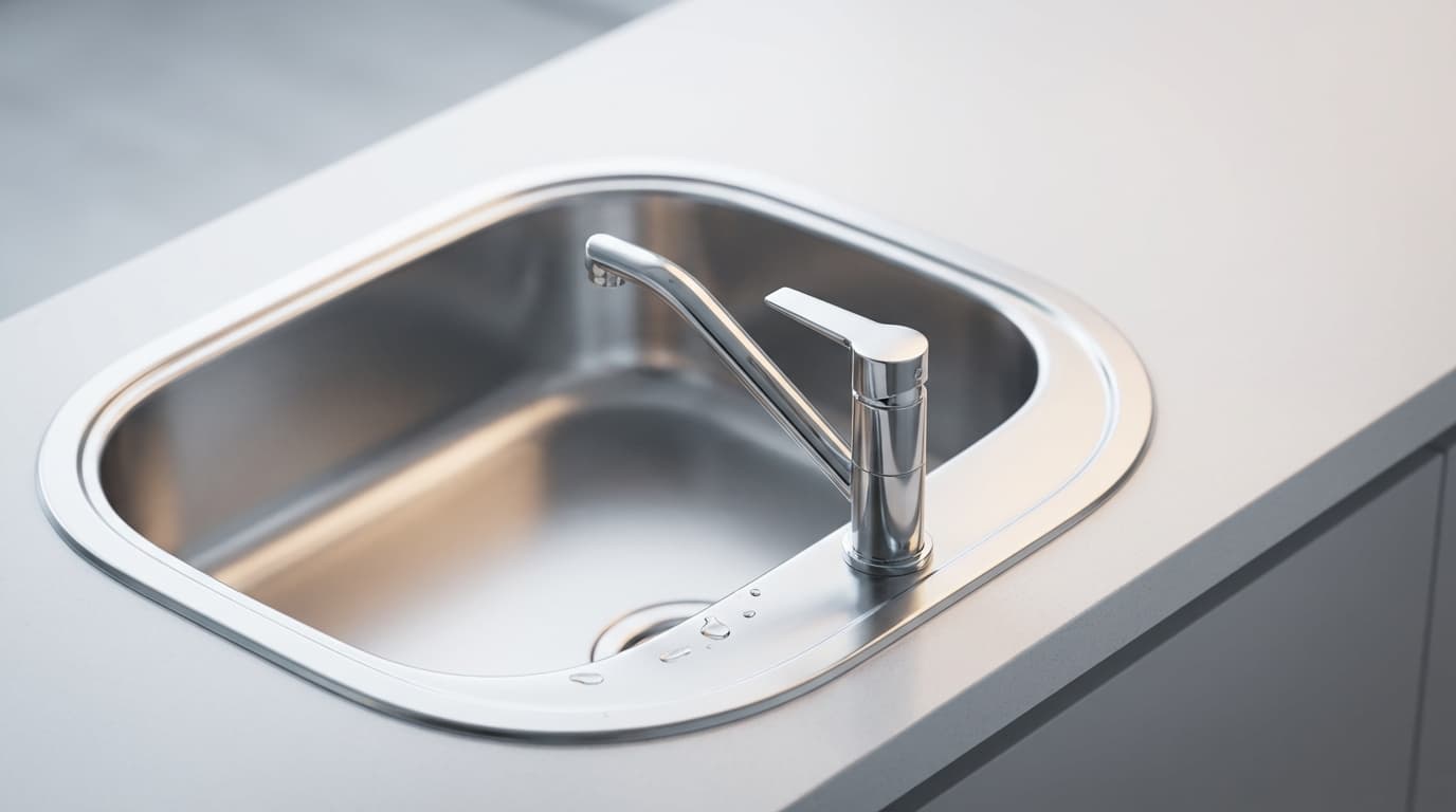 Shiny kitchen sink and faucet after a deep clean