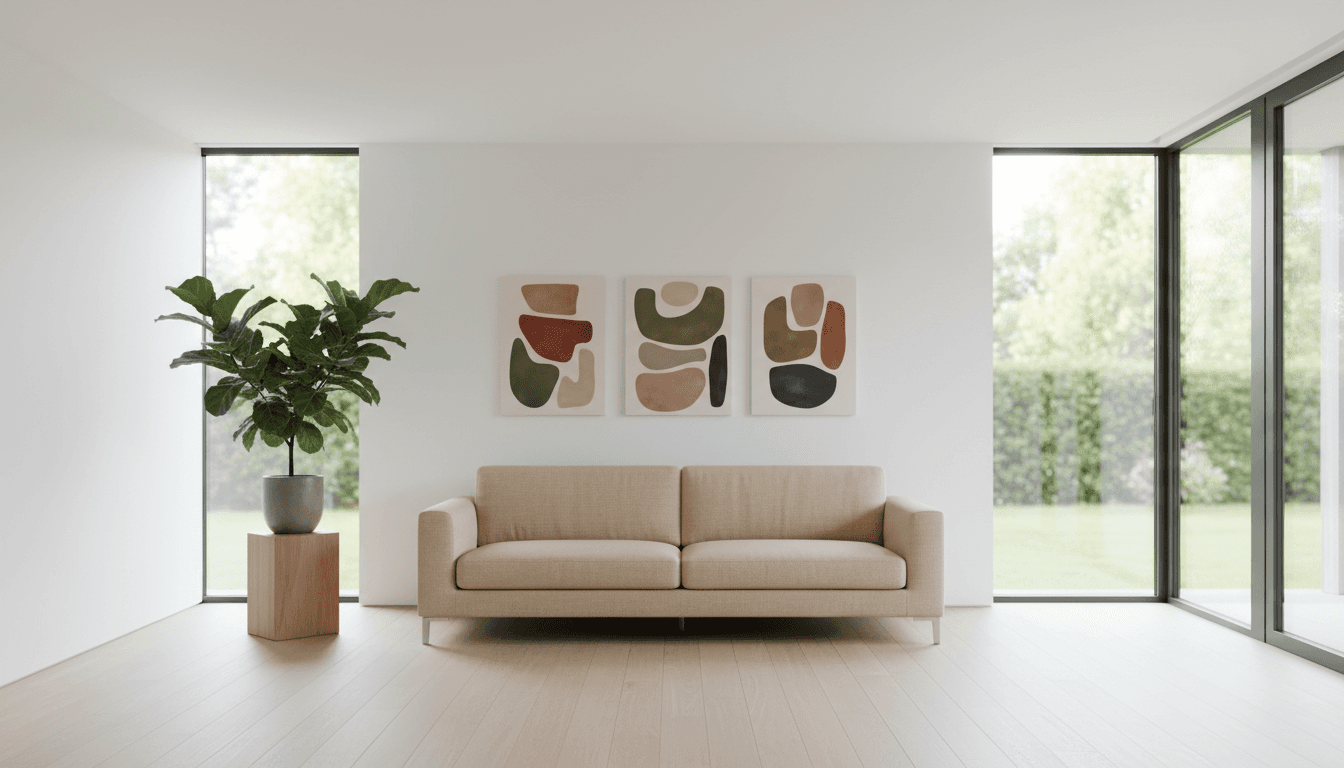 Bright living room with clean surfaces and fresh flowers
